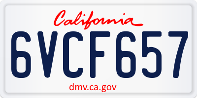 CA license plate 6VCF657