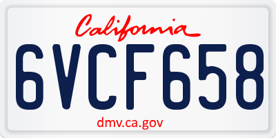 CA license plate 6VCF658