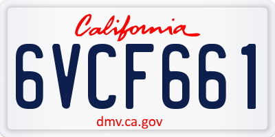 CA license plate 6VCF661