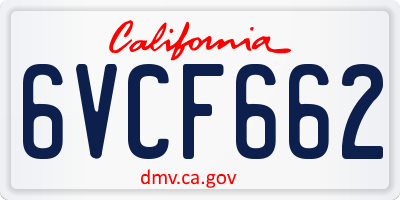 CA license plate 6VCF662