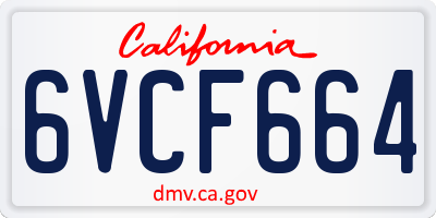 CA license plate 6VCF664