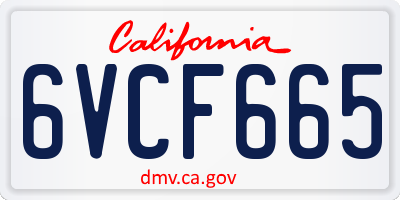 CA license plate 6VCF665