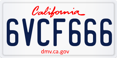 CA license plate 6VCF666
