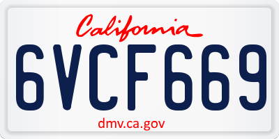 CA license plate 6VCF669