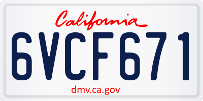 CA license plate 6VCF671