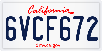 CA license plate 6VCF672