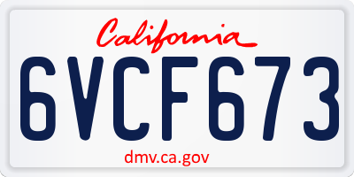 CA license plate 6VCF673