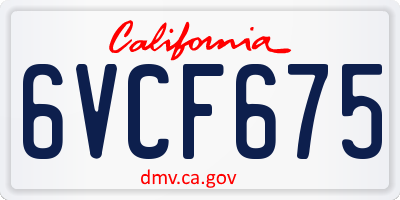 CA license plate 6VCF675