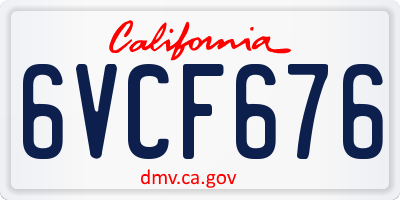 CA license plate 6VCF676