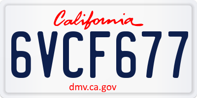 CA license plate 6VCF677