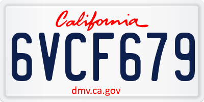 CA license plate 6VCF679