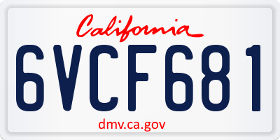 CA license plate 6VCF681