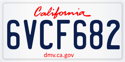 CA license plate 6VCF682