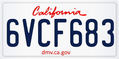 CA license plate 6VCF683