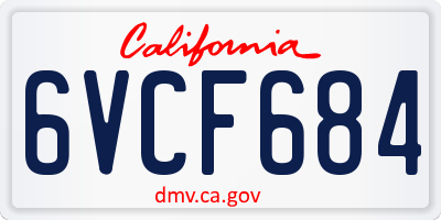 CA license plate 6VCF684