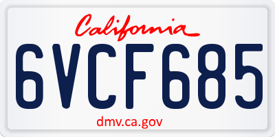 CA license plate 6VCF685