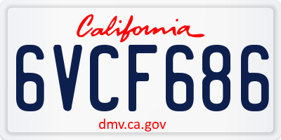 CA license plate 6VCF686