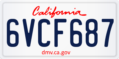 CA license plate 6VCF687
