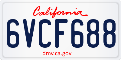 CA license plate 6VCF688