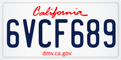 CA license plate 6VCF689