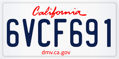 CA license plate 6VCF691