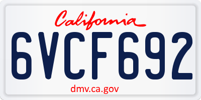 CA license plate 6VCF692