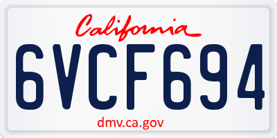 CA license plate 6VCF694
