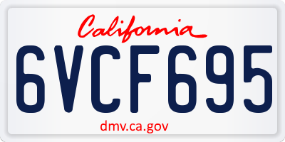 CA license plate 6VCF695