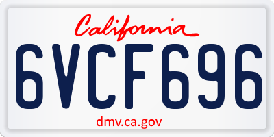 CA license plate 6VCF696