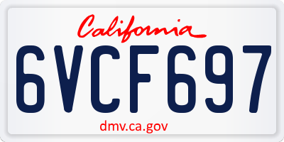 CA license plate 6VCF697