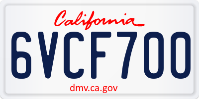 CA license plate 6VCF700