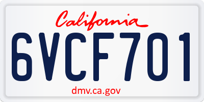 CA license plate 6VCF701