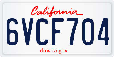 CA license plate 6VCF704
