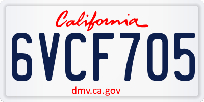 CA license plate 6VCF705