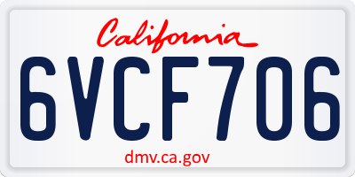 CA license plate 6VCF706