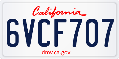 CA license plate 6VCF707
