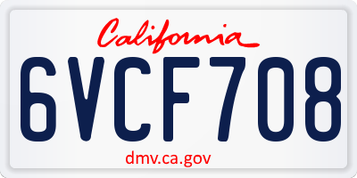 CA license plate 6VCF708