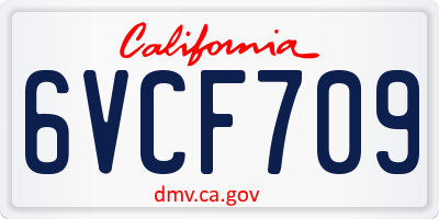 CA license plate 6VCF709
