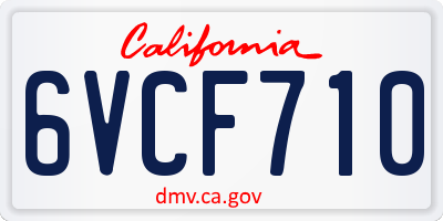 CA license plate 6VCF710