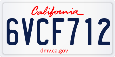 CA license plate 6VCF712