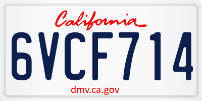 CA license plate 6VCF714