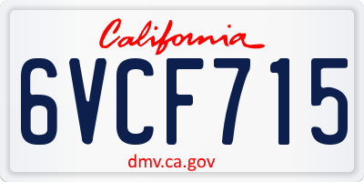 CA license plate 6VCF715