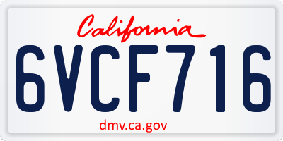 CA license plate 6VCF716