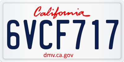 CA license plate 6VCF717