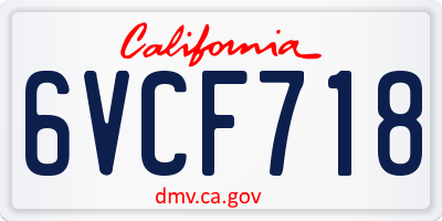 CA license plate 6VCF718