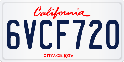 CA license plate 6VCF720