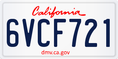 CA license plate 6VCF721