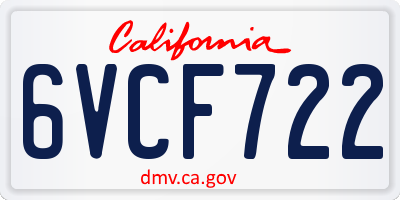 CA license plate 6VCF722