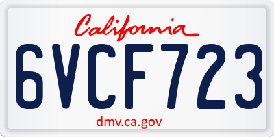CA license plate 6VCF723