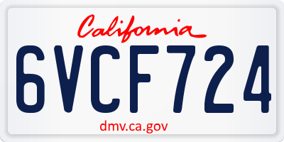 CA license plate 6VCF724